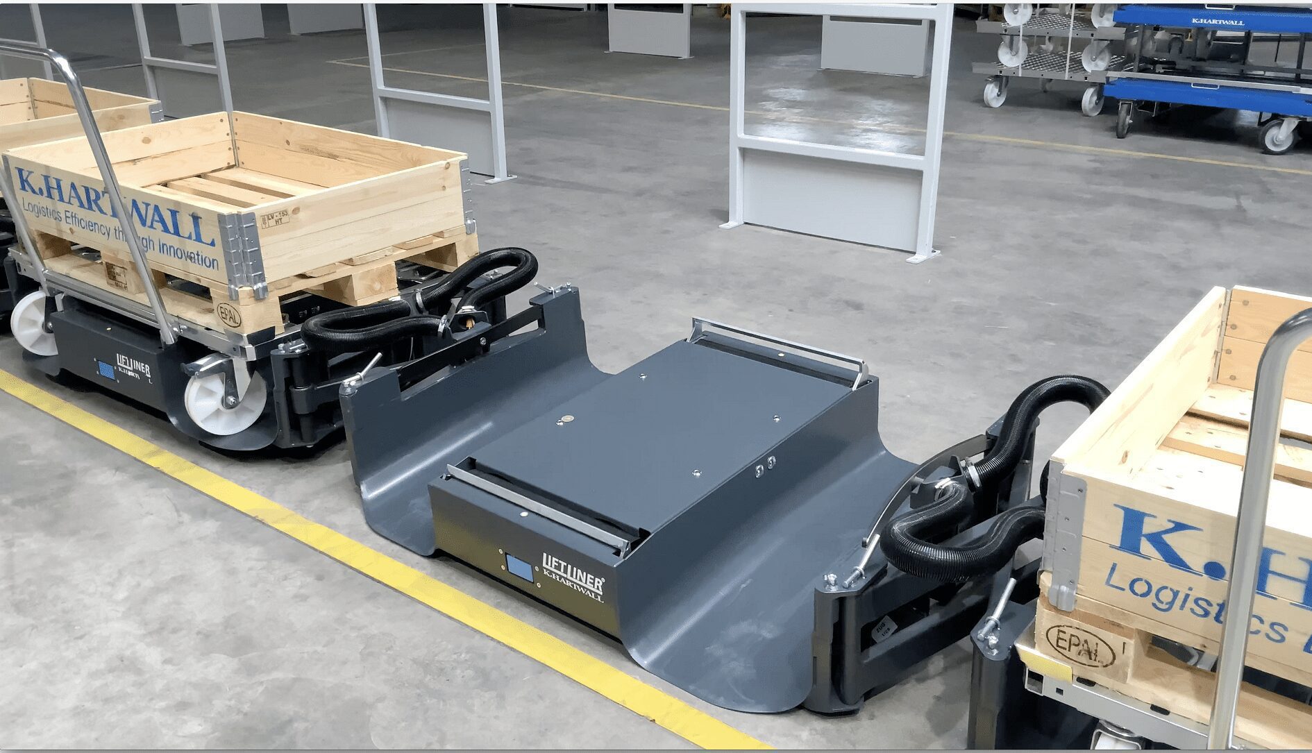 empty and loaded LiftLiner mother carts in loading position